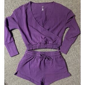 REBEL ATHLETIC Set Cheerleading Stunt ~ Purple Shorts & Sweatshirt Adult XSmall